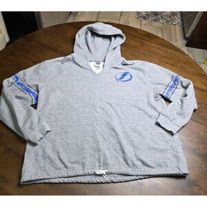 Tampa Bay Lightning NHL Gray Hoodie V-Neck Pullover Medium M/M 8/10 Cotton Blend